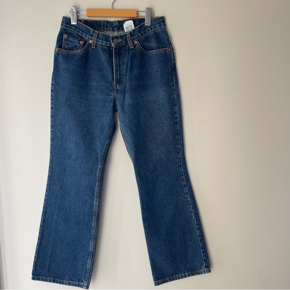 Vintage LEVI'S WHITE TAB Dark Wash Flare Jeans Size 10 S Petite